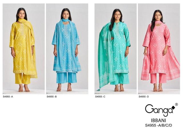Ganga ibbani 4955 wholesale churidar dress material